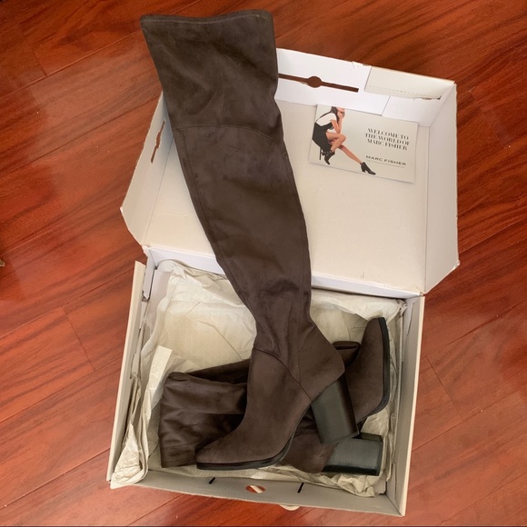 Marc Fisher Shoes - MARC FISCHER LTD ARRINE GRAY SUEDE OVER THE KNEE BOOTS